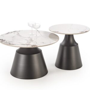 Kohvilaua komplekt MAGEL, valge marmor / must