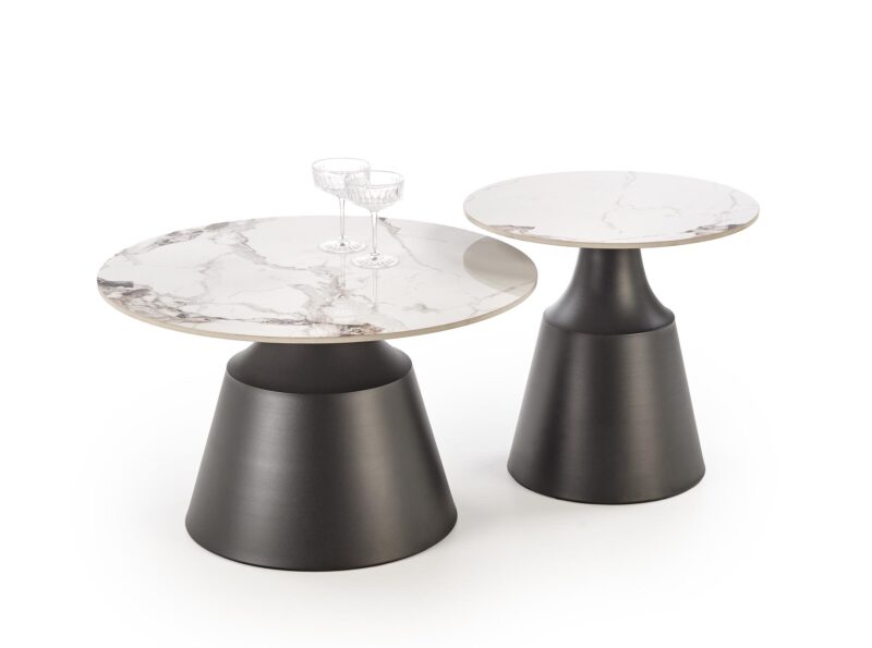 Kohvilaua komplekt MAGEL, valge marmor / must