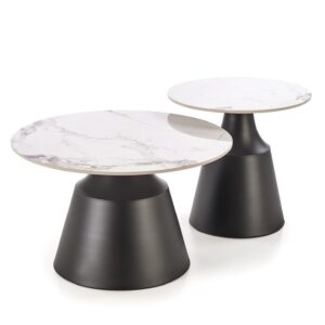 Kohvilaua komplekt MAGEL, valge marmor / must