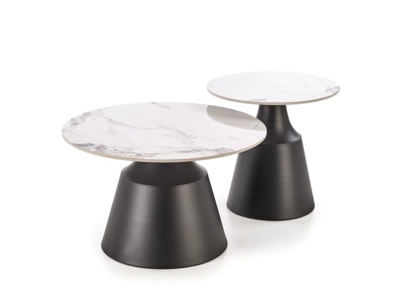 Kohvilaua komplekt MAGEL, valge marmor / must