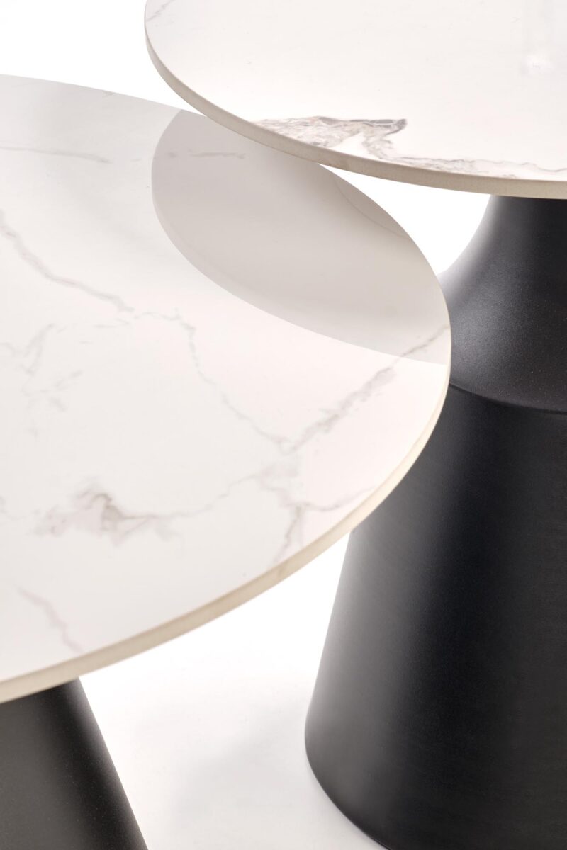 Kohvilaua komplekt MAGEL, valge marmor / must