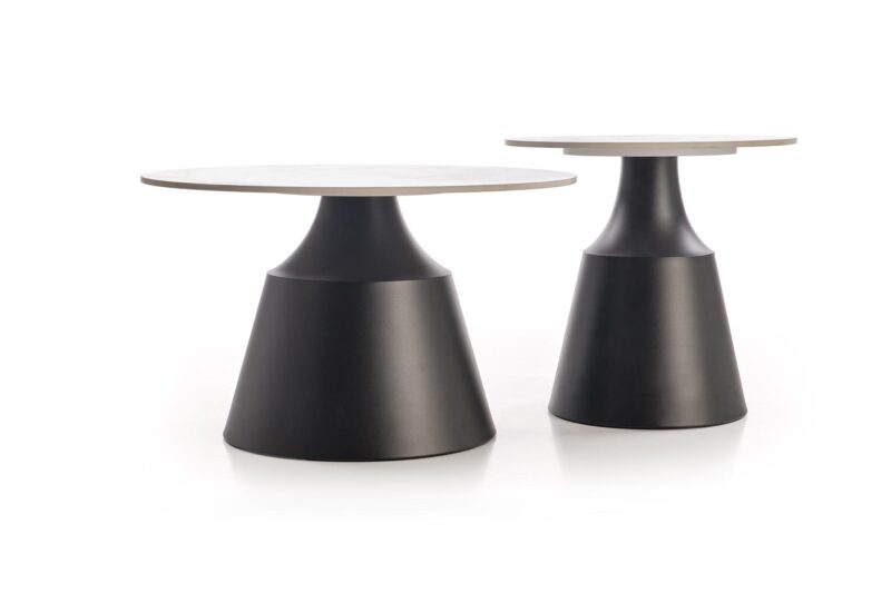 Kohvilaua komplekt MAGEL, valge marmor / must