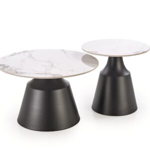 Kohvilaua komplekt MAGEL, valge marmor / must