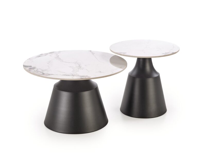 Kohvilaua komplekt MAGEL, valge marmor / must