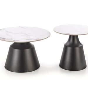 Kohvilaua komplekt MAGEL, valge marmor / must