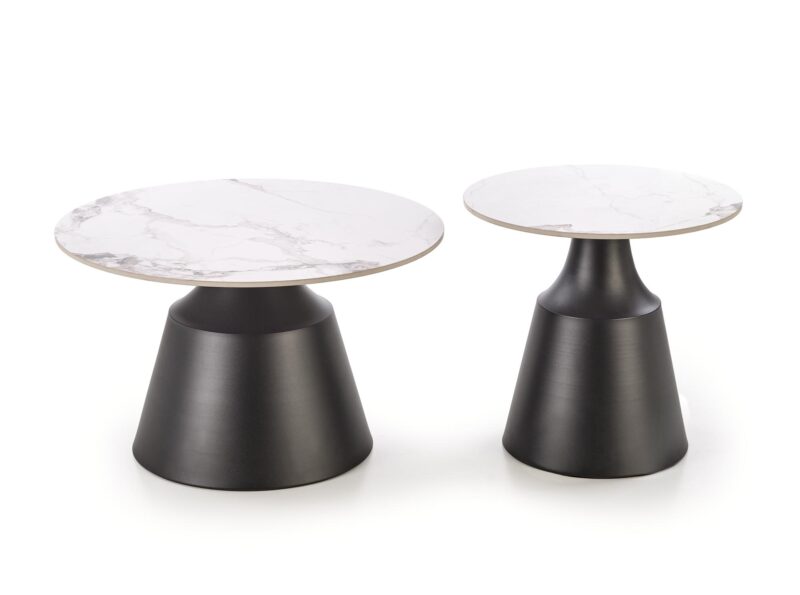 Kohvilaua komplekt MAGEL, valge marmor / must