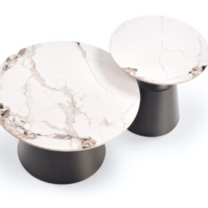 Kohvilaua komplekt MAGEL, valge marmor / must