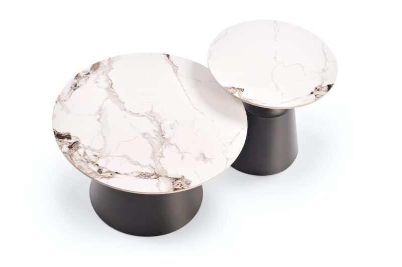 Kohvilaua komplekt MAGEL, valge marmor / must