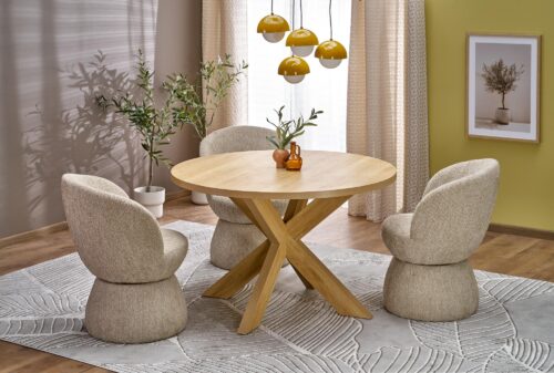 Ümmargune Söögilaud MORVIN, naturaalne