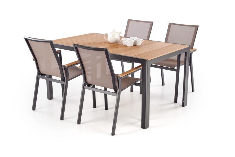 Söögilaud FIERRO, ristkülikukujuline / pruun / must