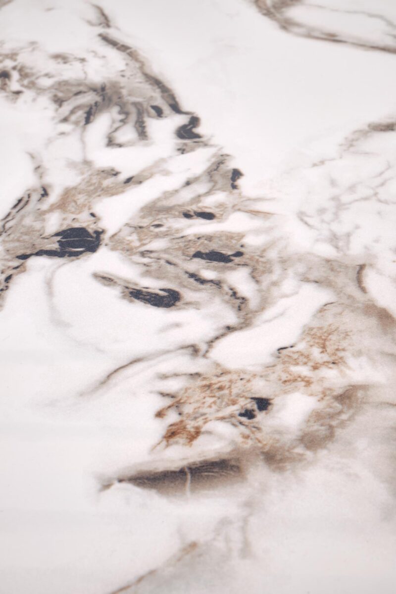 Söögilaud GARET, ümmargune / valge marmor / must