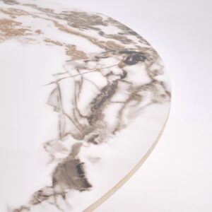 Söögilaud GARET, ümmargune / valge marmor / must