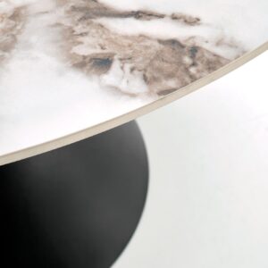 Söögilaud GARET, ümmargune / valge marmor / must