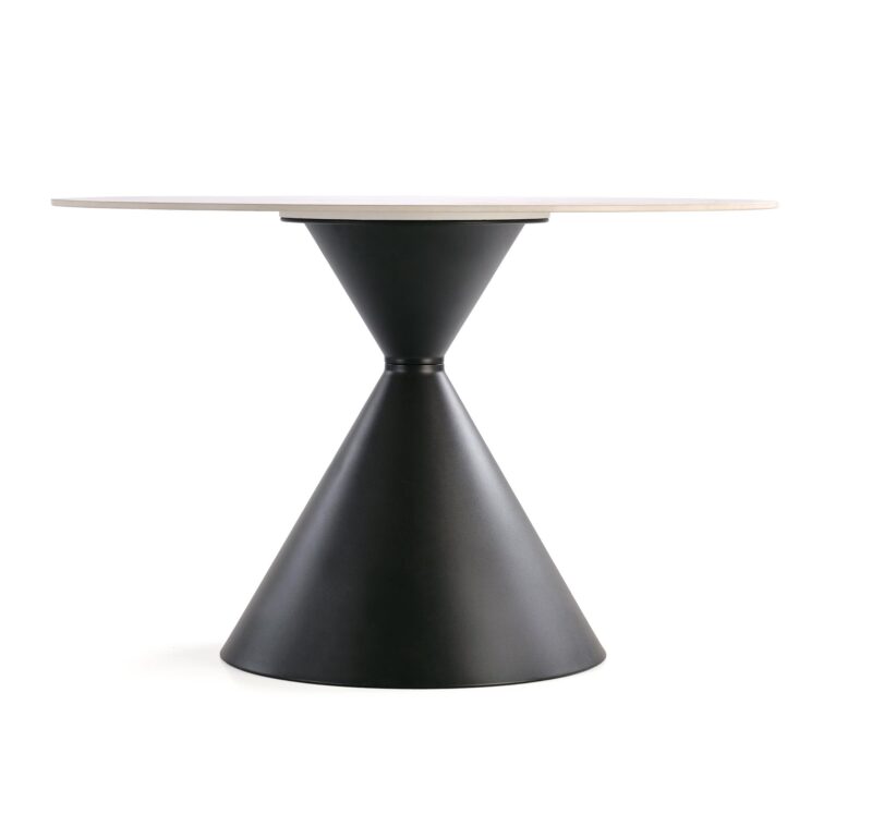 Söögilaud GARET, ümmargune / valge marmor / must