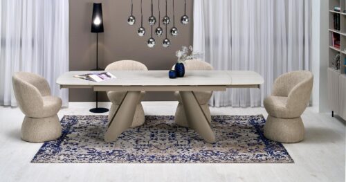 Pikendatav Söögilaud SALVIR, travertiin / cashmere