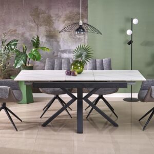 5905248135529_1 Pikendatav Söögilaud PLAVEN, valge marmor / must