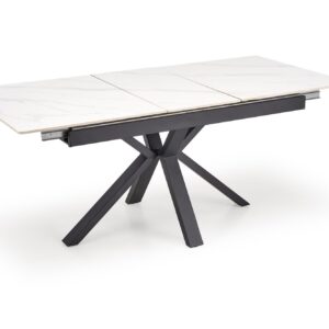 5905248135529_10 Pikendatav Söögilaud PLAVEN, valge marmor / must