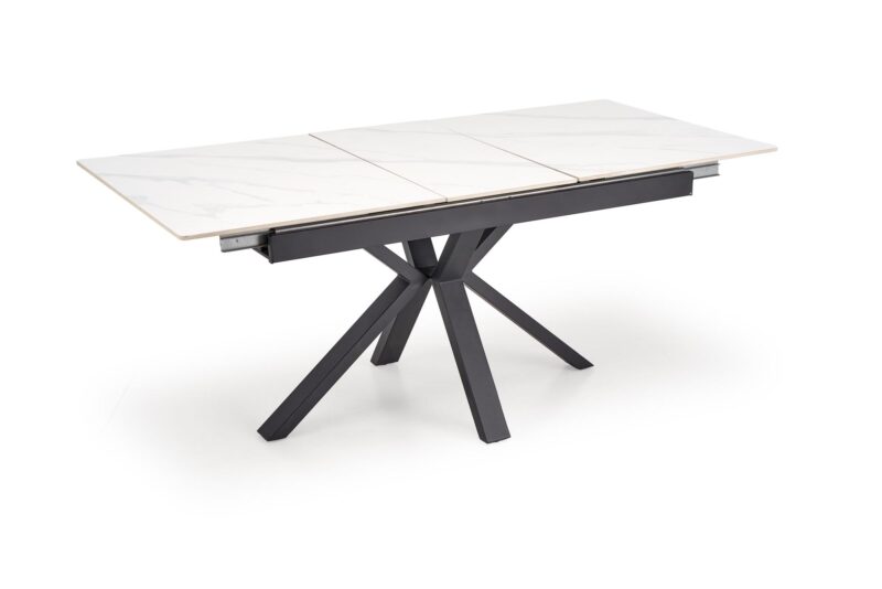 5905248135529_10 Pikendatav Söögilaud PLAVEN, valge marmor / must