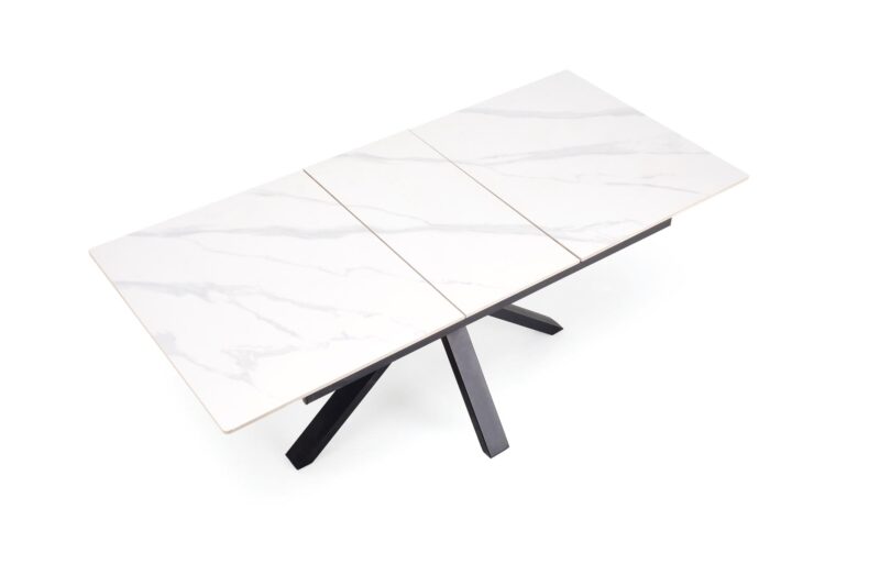 5905248135529_11 Pikendatav Söögilaud PLAVEN, valge marmor / must