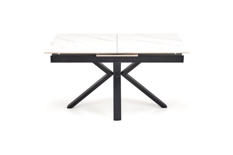 5905248135529_12 Pikendatav Söögilaud PLAVEN, valge marmor / must