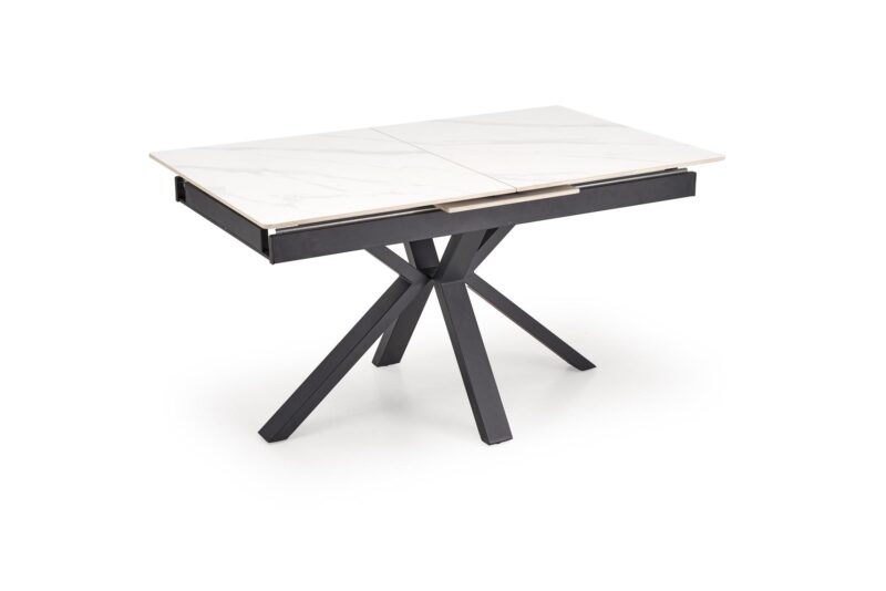 5905248135529_13 Pikendatav Söögilaud PLAVEN, valge marmor / must