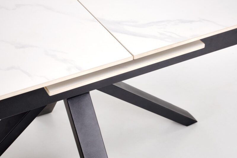 5905248135529_16 Pikendatav Söögilaud PLAVEN, valge marmor / must