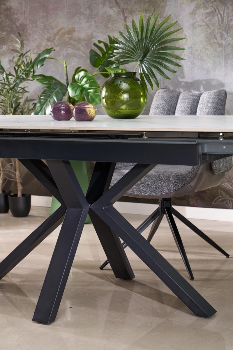 5905248135529_2 Pikendatav Söögilaud PLAVEN, valge marmor / must