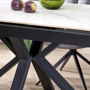 5905248135529_4 Pikendatav Söögilaud PLAVEN, valge marmor / must