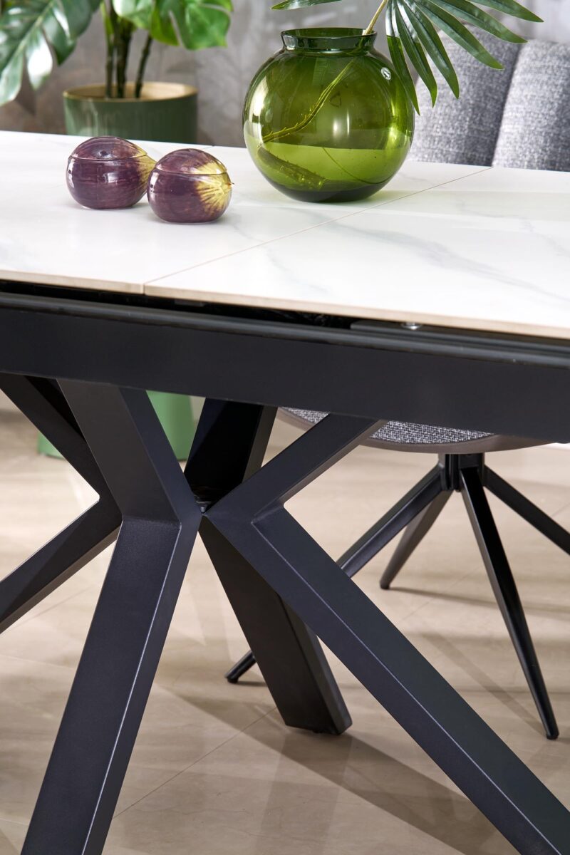 5905248135529_4 Pikendatav Söögilaud PLAVEN, valge marmor / must