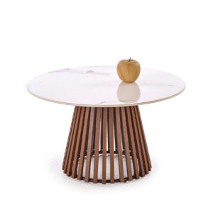 Kohvilaud BELRIA,  pähkel / valge marmor