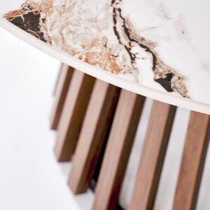 Kohvilaud BELRIA,  pähkel / valge marmor