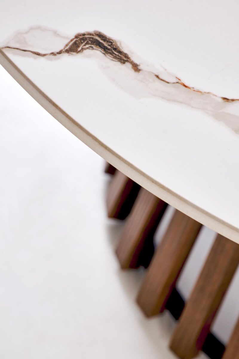 Kohvilaud BELRIA,  pähkel / valge marmor