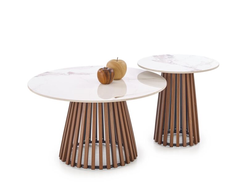 Kohvilaud BELRIA,  pähkel / valge marmor