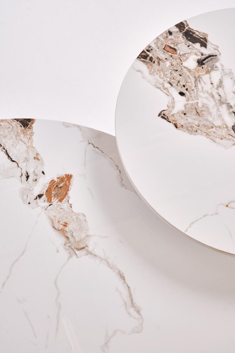 Kohvilaud BELRIA, pähkel / valge marmor