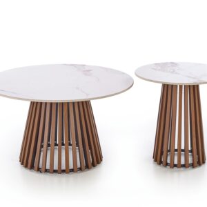 Kohvilaud BELRIA, pähkel / valge marmor