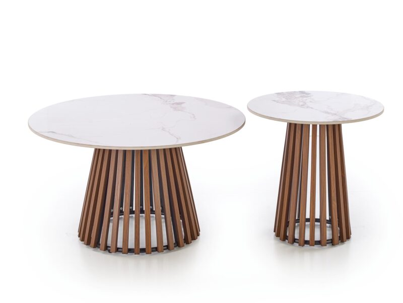 Kohvilaud BELRIA, pähkel / valge marmor