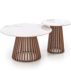 Kohvilaud BELRIA, pähkel / valge marmor