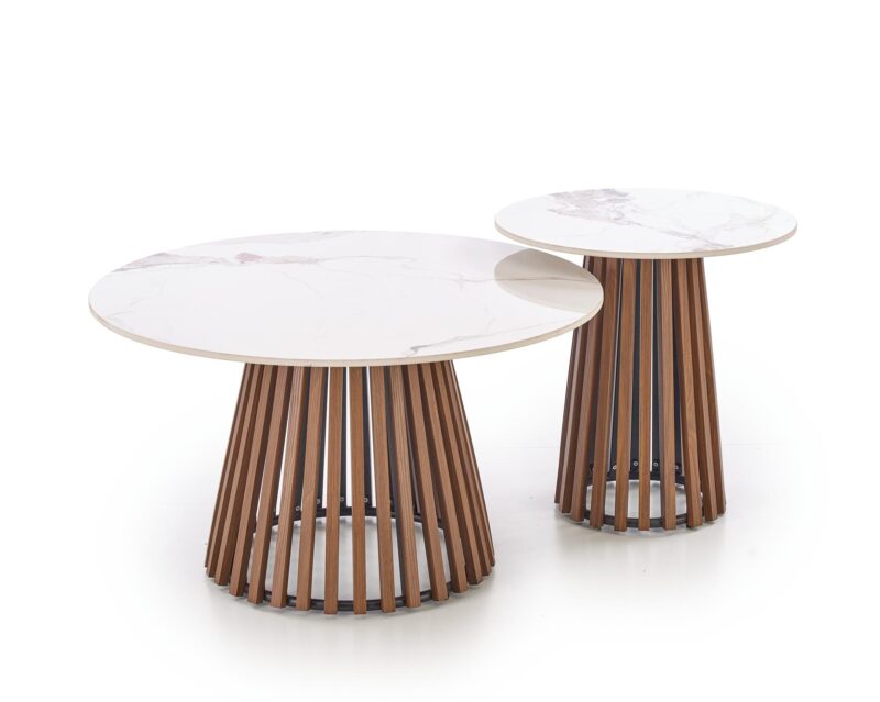 Kohvilaud BELRIA, pähkel / valge marmor
