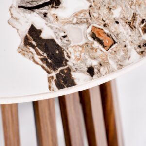 Kohvilaud BELRIA, pähkel / valge marmor