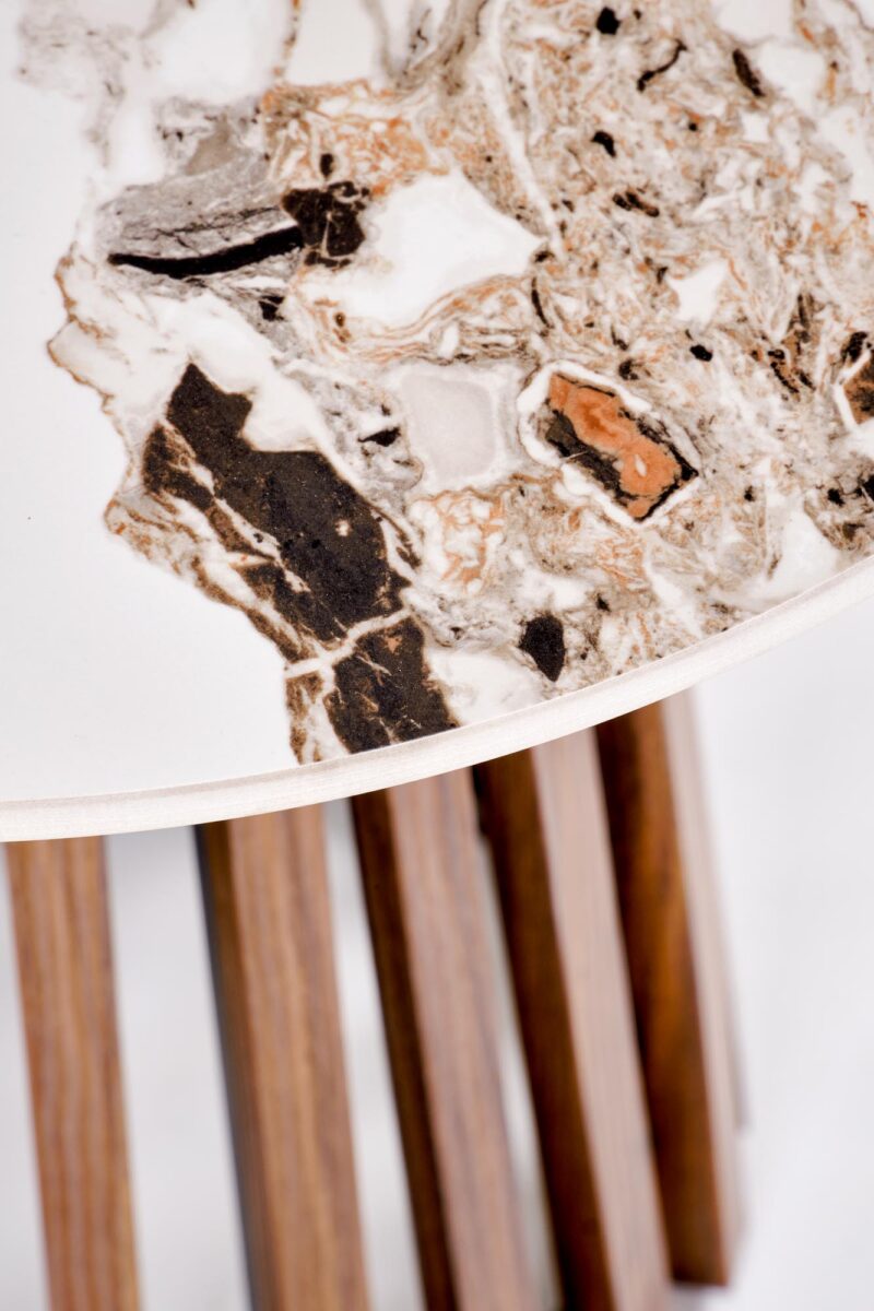 Kohvilaud BELRIA, pähkel / valge marmor