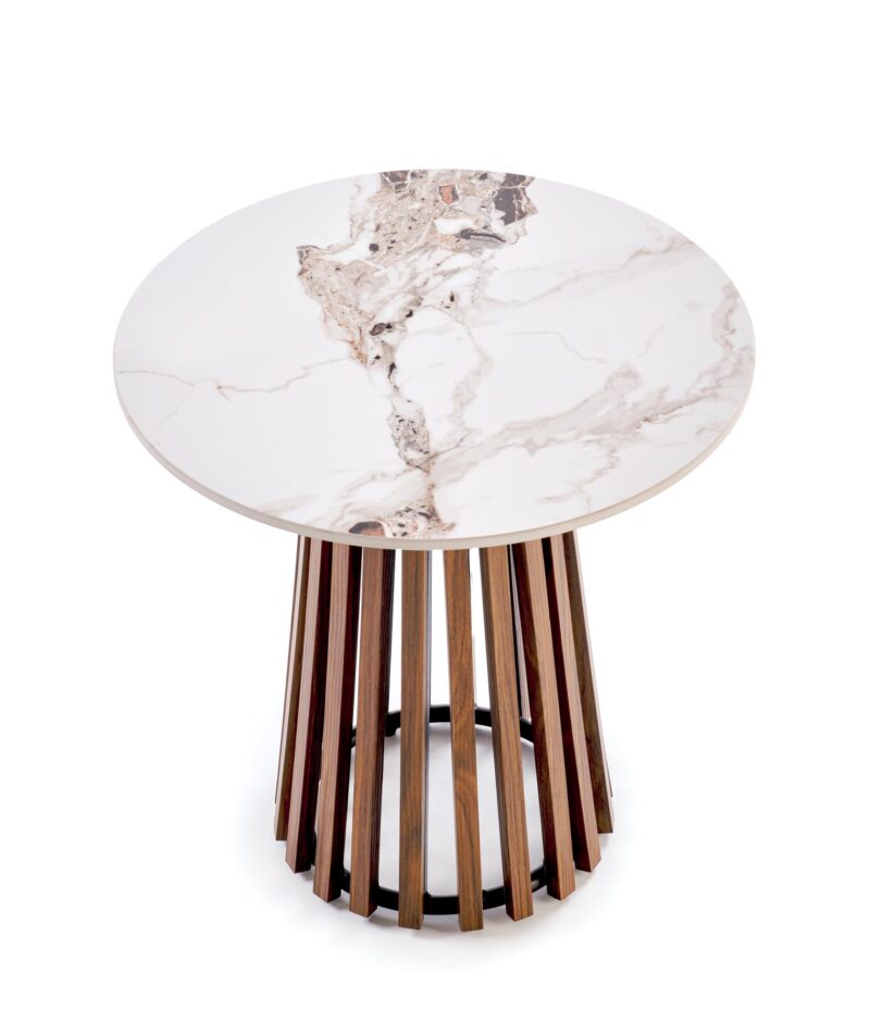 Kohvilaud BELRIA, pähkel / valge marmor
