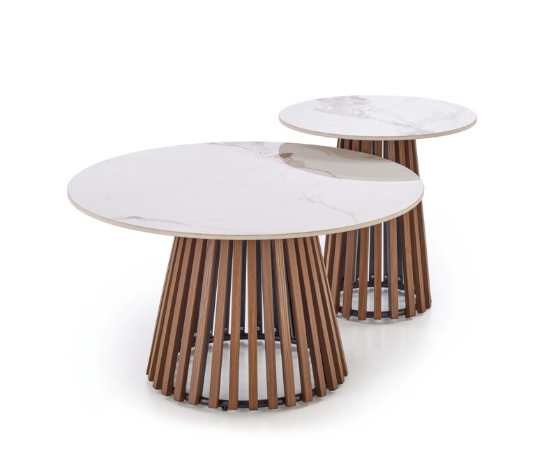 Kohvilaud BELRIA, pähkel / valge marmor