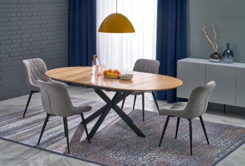 Pikendatav söögilaud LORVEN, naturaalne / must