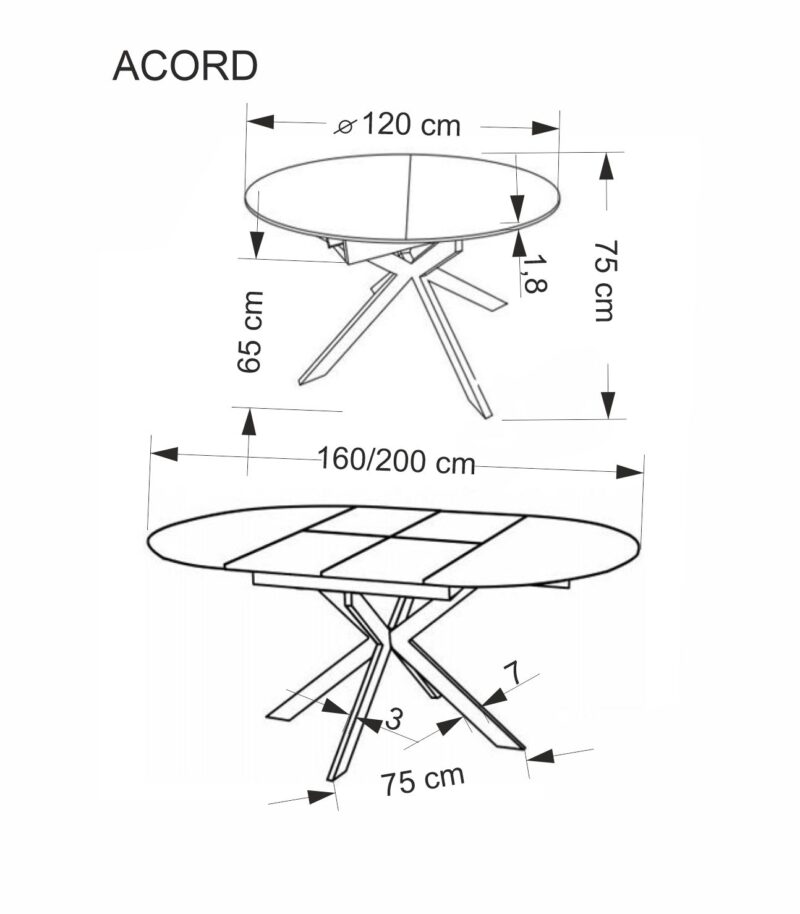 5905248136267_18 Pikendatav söögilaud LORVEN, naturaalne / must