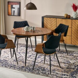 5905248136281_1 Ümmargune Söögilaud ALDORIA, pähkel / must