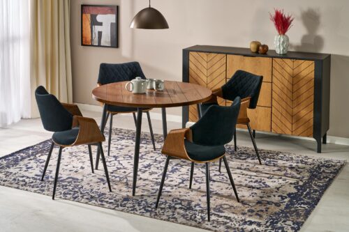 Ümmargune Söögilaud ALDORIA, pähkel / must