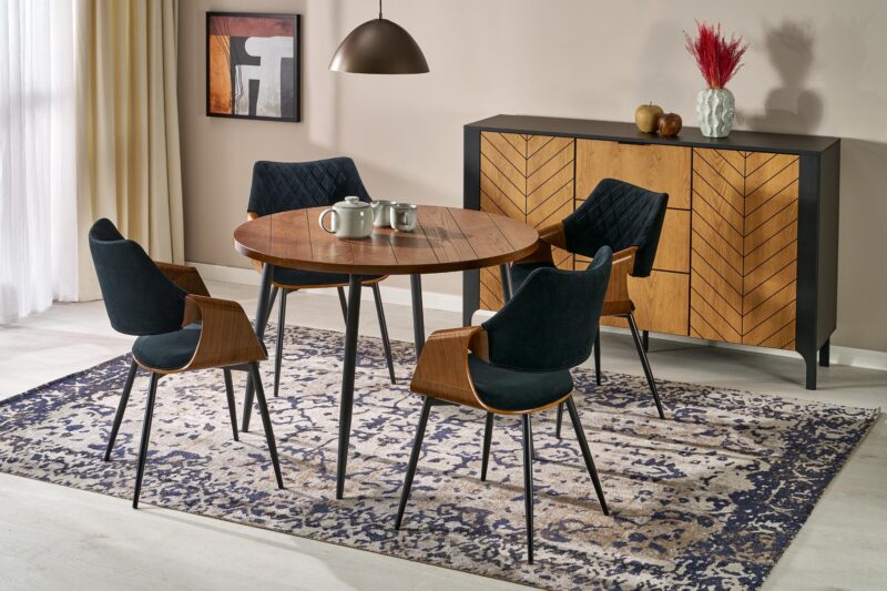 5905248136281_1 Ümmargune Söögilaud ALDORIA, pähkel / must