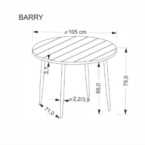 5905248136281_13 Ümmargune Söögilaud ALDORIA, pähkel / must