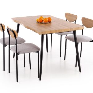 Söögilaua Komplekt DICKY, laud + 4 tooli / naturaalne / must / hall