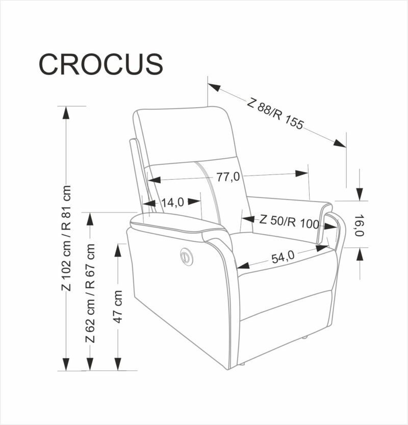 Tugitool CROKUS elektriline recliner, beež